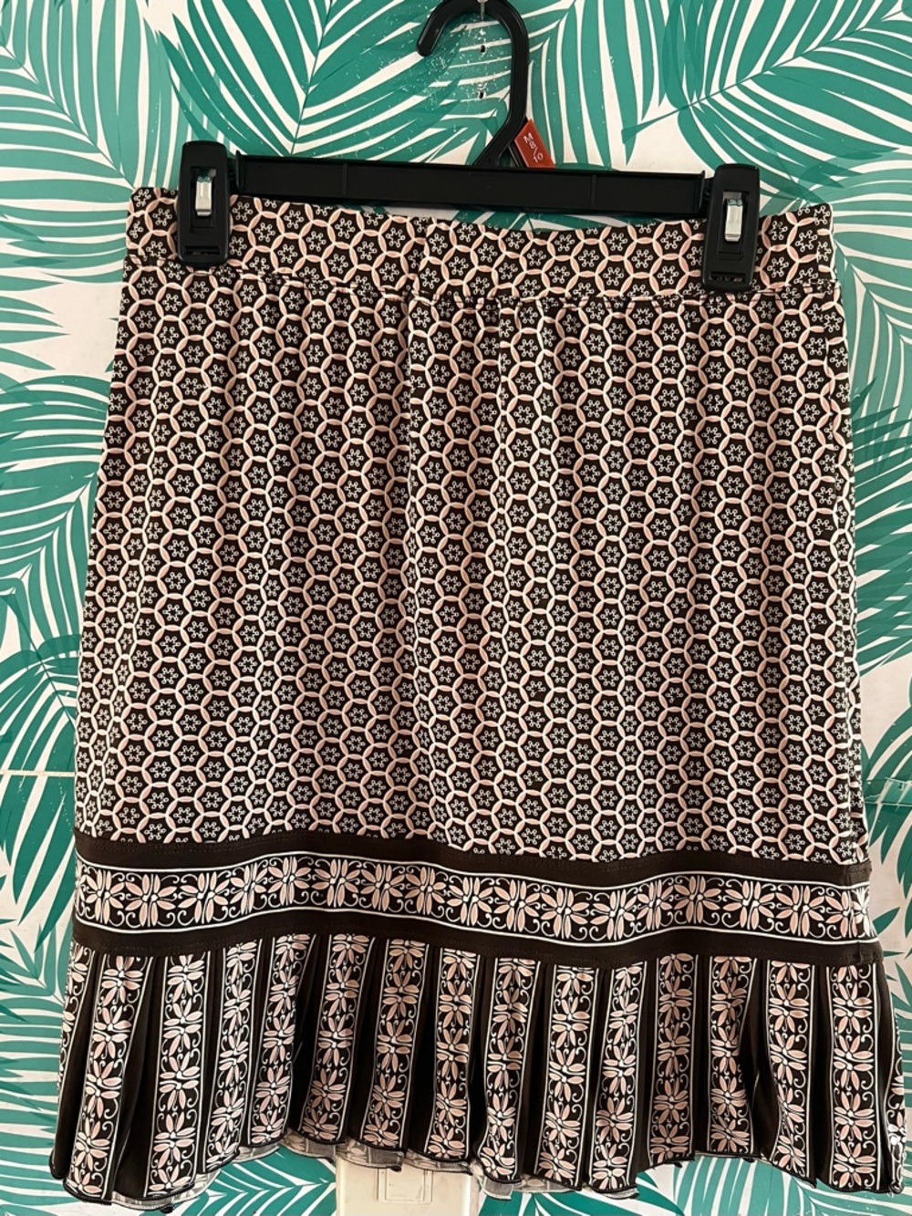 Max Studio Geometric Print Top in Pink and Brown NWT Sz M